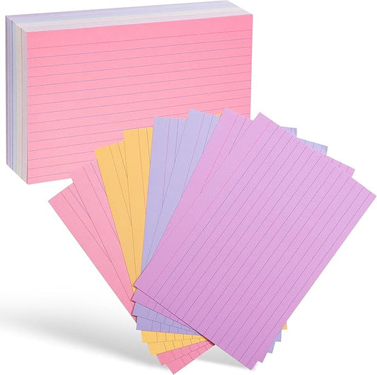 Mr. Pen- Lined Index Cards, 4"x6", 144 Cards, Assorted Colors, Bulk 4x6 Index Cards, Ruled for School, College, Office and Home Organization, Durable Study To Do List Note Cards with Ruled Lines