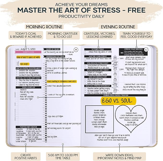 Manifestation Journal for Women and Men — 5 Minute Manifesting and Goals Journal | 3 Month Undated Daily Planner | Law of Attraction Planner, Affirmations, Gratitude | Vision Board + Stickers