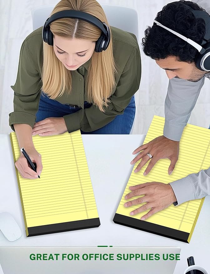 Zaviko Legal Pads 8.5 x 14, Wide Ruled Legal Pad, Yellow Paper 8.5 x 14, 30 Sheets per Notepad, Large Writing Pad for Office Supplies, College, Micro Perforated Lined Writing Pads, 70 GSM 2 Pieces