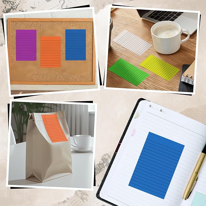 Yinder 6 Pack Pastel Transparent Sticky Notes Translucent Clear Lined Self Stick Note, Back to School Gifts for Bible Tabs, Book Tabs, School Supplies Office, 30 Sheets/Pack, 4 x 6'' (Bright Color)