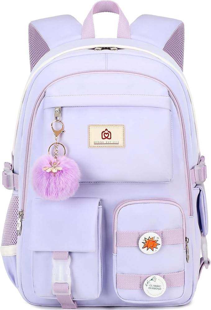 Hidds Laptop Backpacks 15.6 Inch College Backpack Elementary Middle High School Bag Large Cute Bookbags Anti Theft Travel Back Pack Casual Daypack Kids Book Bag for Teens Girls Women Students-Purple