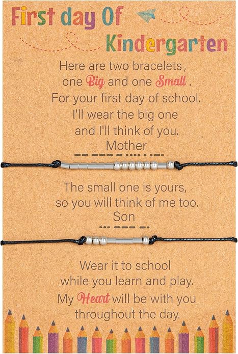Back to School Supplies, First Day of Kindergarten Bracelet, Back to School Bracelet Mommy and Me, Prek Matching Wish Bracelets Set, Adjustable Bracelet for Boys Girls Gifts Stuff Bulk