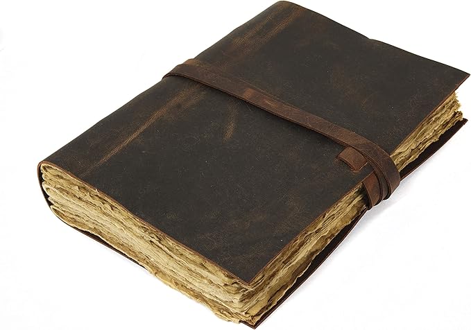 Leather Journal Travel Diary, Handmade Vintage Bound Notebook For Men & Women, Antique Finish, Genuine Buffalo Leather- Quality Unlined Paper Perfect for Notes, Art Sketchbook, 9X6 Inches, Brown