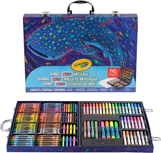 Crayola Art Kit with Neon & Metallic Art Supplies, Includes Crayons, Markers & Colored Pencils, Craft Activity, Gift for Kids, Ages 5, 6, 7, 8