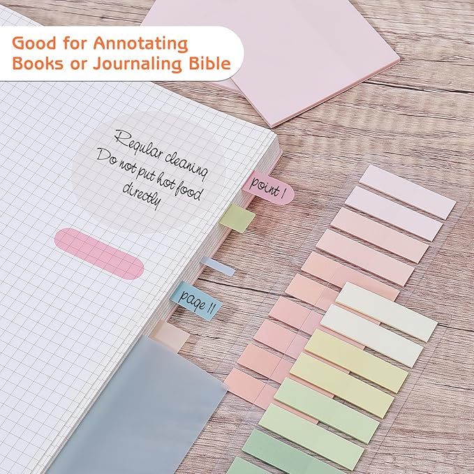 1100 Sheets Transparent Sticky Notes, Clear Waterproof 3 x 3 Sticky Notes with Pen, Translucent See-Though Note Tabs for Bible Study Book Annotation Kitchen Reminder (Coral Pink)
