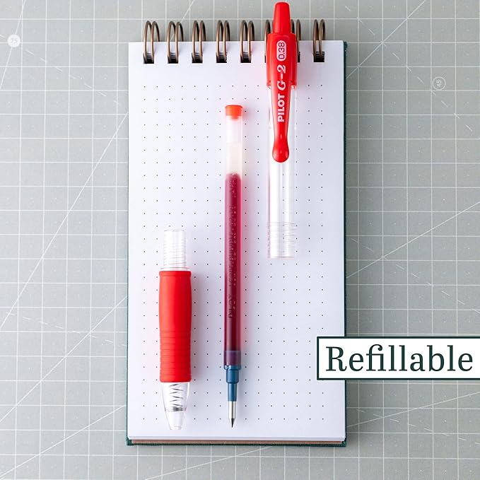 PILOT G2 Premium Gel Roller Pens, Ultra Fine Point 0.38 mm, Red Pens, Ideal for School, Journaling & Office Writing 12 Count (Pack of 12)