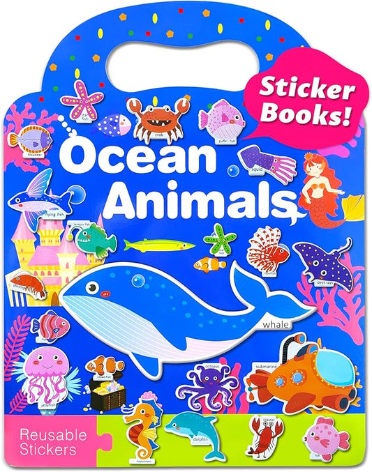 Benresive Reusable Sticker Book for Toddlers, Stickers for Kids, Travel Toys for Arts & Crafts Activities, Birthday Gift for Boys & Girls, Ocean Themes