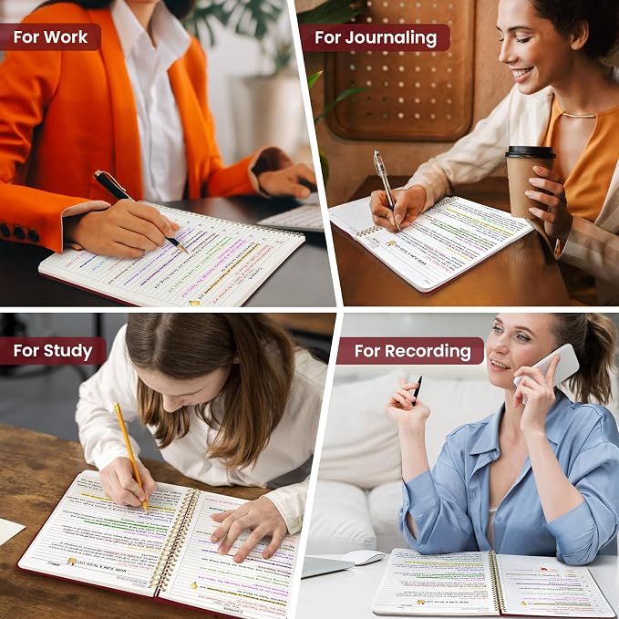 Taja Large Spiral Lined Notebook for Work, Journal for Women & Men