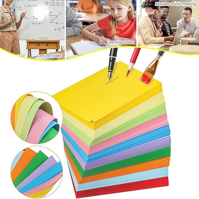 600Pcs Blank Colored Index Cards 3x5 Inch Flash Cards, Blank Note Card Flashcards, Colorful Card Pad Index Note Books 3 x 5 Notecards for Studying School Supply College Office