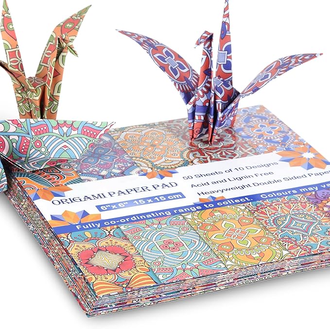 Origami Paper 6x6 Double Sided 50 Sheets 10 Colors origami kit Japanese Chiyo Square Craft Kits Easy Fold Arts Crafts DIY Handwork Bohemia