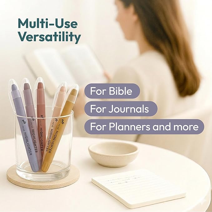 10 Pack Bible Safe Highlighters - Dusty Color, Wax Highlighters No Bleed, Scripture Markers for Journaling, Study Accessories and School Supplies