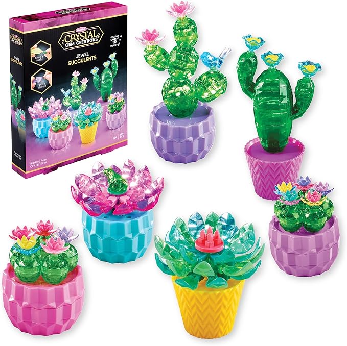 Cra-Z-Art Crystal Gem Creations Jewel Succulents Kit by RoseArt, 175+ Pieces, Great for Adults, Tweens and Children Ages 8+