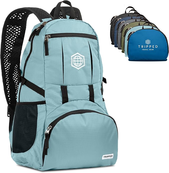 Travel Backpack- Foldable Collapsible Lightweight Backpack for Travel (Teal) 35 liters