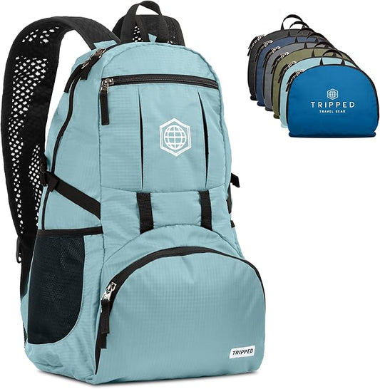 Travel Backpack- Foldable Collapsible Lightweight Backpack for Travel (Teal) 35 liters
