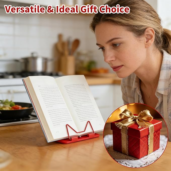 Metal Book Stand for Reading & Desk Use, Book Holder for Cookbooks, Textbooks, Flat Panel & Mobile Phone, Multi-Purpose Reading Stand for Students & Study (Blue)