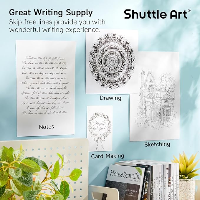 Shuttle Art Black Gel Pens, Ink Glide Series 60 Pack Retractable 0.5mm Fine Point Rollerball Gel Ink Pens Bulk Set Quick Drying Smooth Writing with Grip for Journaling Note Taking Office School Home
