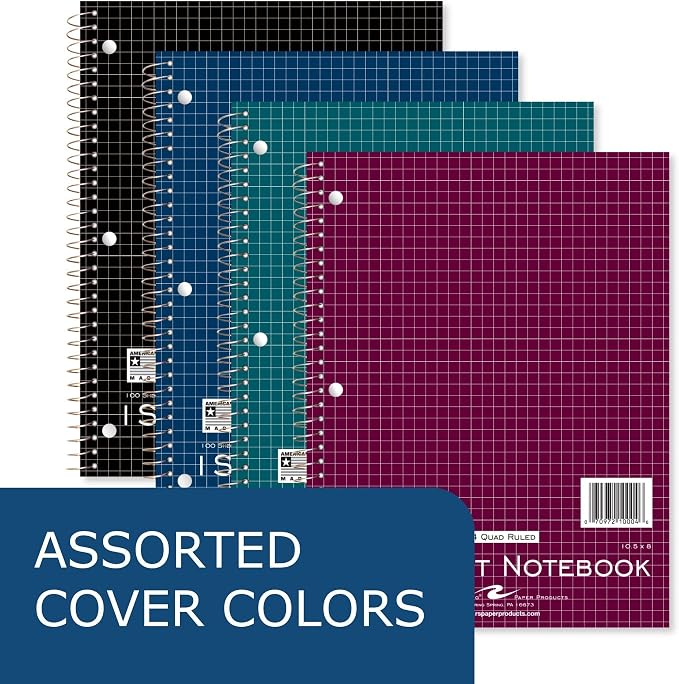 ROARING SPRING 1 Subject Spiral Notebook, Graph Rule, 100 Sheets, 24 Pack