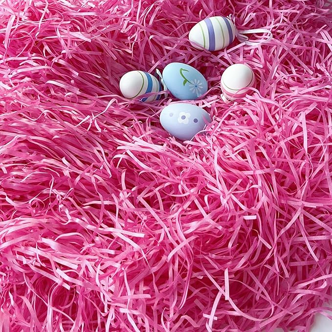 Raffia Paper Shreds, 100g Shredded Paper for Gift Box, Crinkle Cut Paper Shred Filler for Gift Wrapping & Basket Filling(Hot Pink)