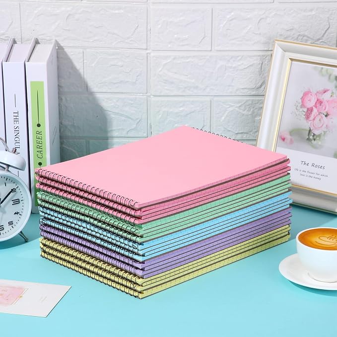 25 Pack Pastel Colored Legal Pads Top Bound Spiral Notebook College Ruled Steno Pads 8.5 x 11, 5 x 8 Inch Hard Cardboard Paper Notepad for Office School (8x11 Inch)