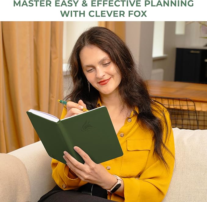 Clever Fox Dated Hourly Weekly Planner 2026 – Daily, Monthly & Yearly Agenda Organizer with Time Slots – Hardcover Journal, A5 Size (Forest Green)