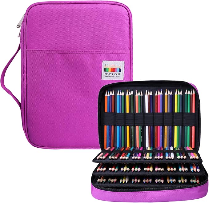 Coloring Pencil Case 220 Slots Pencils/Gel Pens Organizer Waterproof Travel Case Zipper Carrying Portable Pencil Markers Pen Holder Bag for Painter Writers