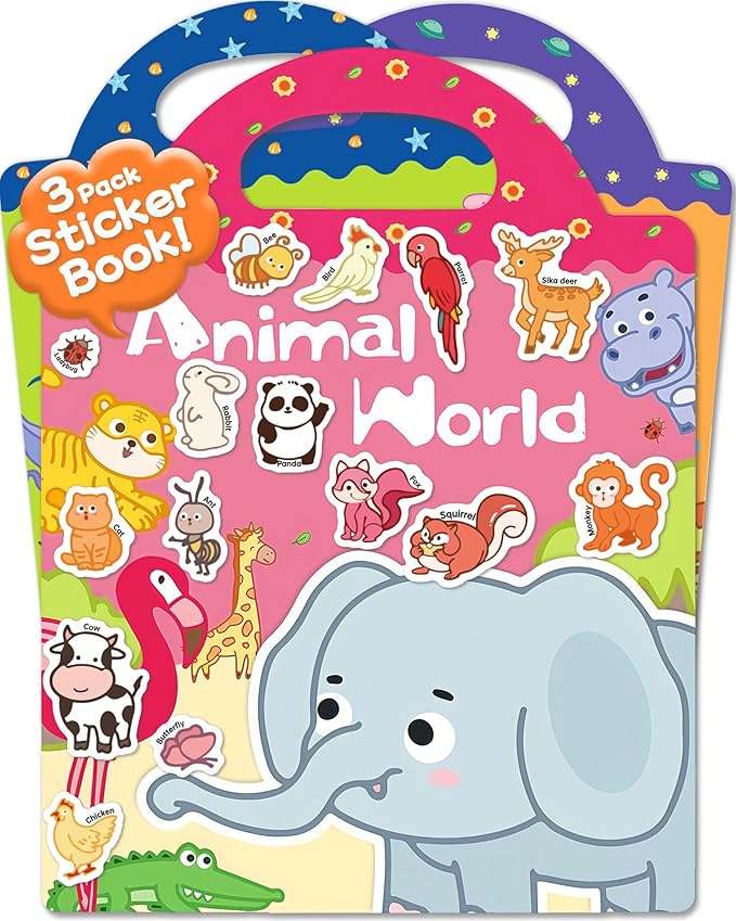 Benresive Reusable Sticker Book for Toddlers & Stickers for Kids, Toddler Travel Toys, Craft Activities, Boys & Girls Birthday Gifts