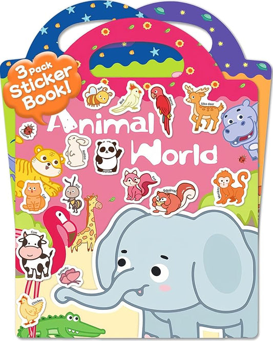 Benresive Reusable Sticker Book for Toddlers & Stickers for Kids, Toddler Travel Toys, Craft Activities, Boys & Girls Birthday Gifts