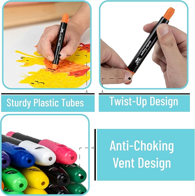 Mr. Pen- Jumbo Twistable Crayons, 24 Pack, Multicolor, Non-Toxic Washable Crayons