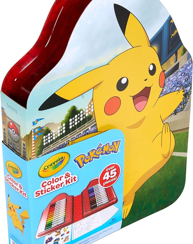 Crayola Pokemon Art Kit for Kids (45pcs), Pokemon Coloring Book Pages & Stickers, Gifts for Kids, DIY Craft Kit for Girls & Boys, Ages 4+