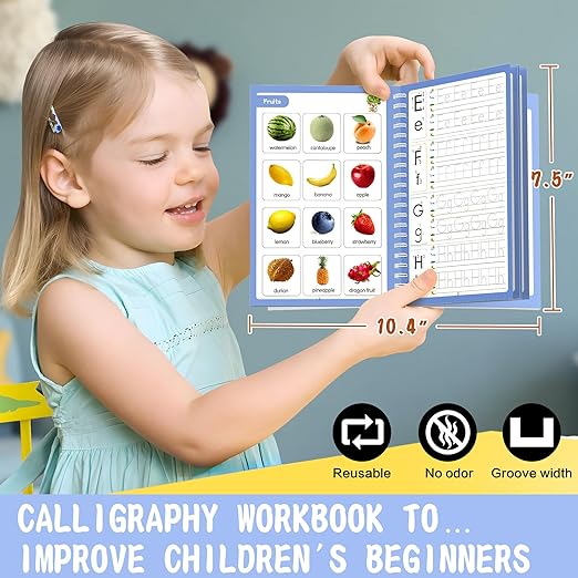 Magic Grooved Writing Practice for Kids, Grooved - 4 children's Magic Copybooks, Grooved Handwriting Practice for Kids 5-10, Preschool Learning Activities, 3 Year Old Boy Gifts for Grandkids.