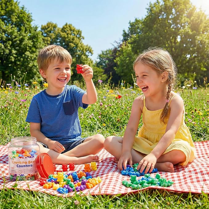 Bmag 120 PCS Counting Bears Math Manipulatives (60 Large & 60 Small Bears in 12 Colors), Color Sorting Toys for Toddlers 3+, Preschool & Kindergarten STEM Learning Educational Toys with Storage Jar