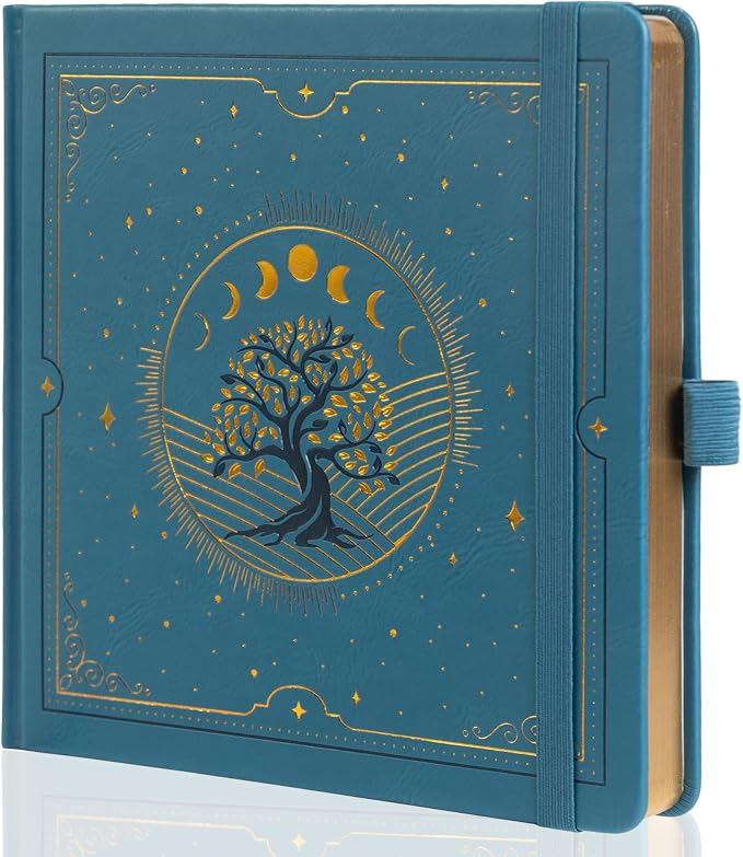 TIEFOSSI Tree of Life Journal, Square Dotted Journal for Women Men, Dot Aesthetic Notebook with 160 Numbered Pages, Hardcover Vegan Leather Journals with Bookmark, 160 GSM Thick Paper, 8 x 8 IN