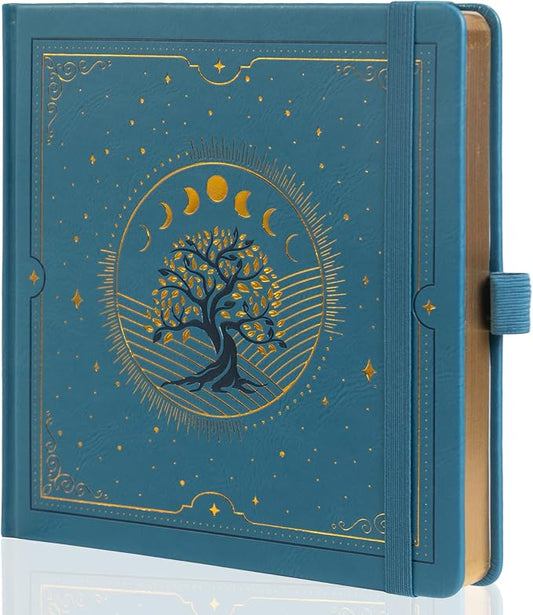TIEFOSSI Tree of Life Journal, Square Dotted Journal for Women Men, Dot Aesthetic Notebook with 160 Numbered Pages, Hardcover Vegan Leather Journals with Bookmark, 160 GSM Thick Paper, 8 x 8 IN