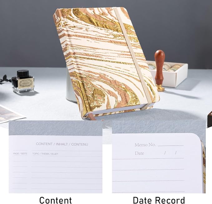 MGGAO Lined Journal Notebook, A5 Fabric Journal for Women Men
