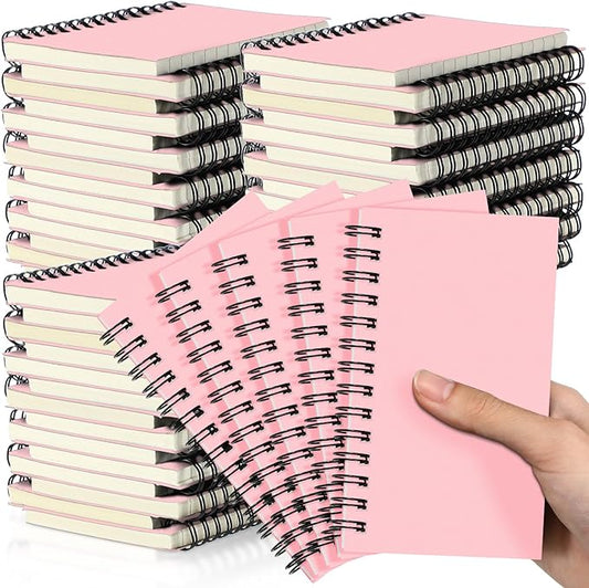 Jutom 54 Pcs Small Spiral Notebooks Memo Pads 3x5 Bulk Small Pocket Notebooks Mini Notepads with Lined Pages Mini Journals for Office School Work Supplies, 120 Pages (Pink)