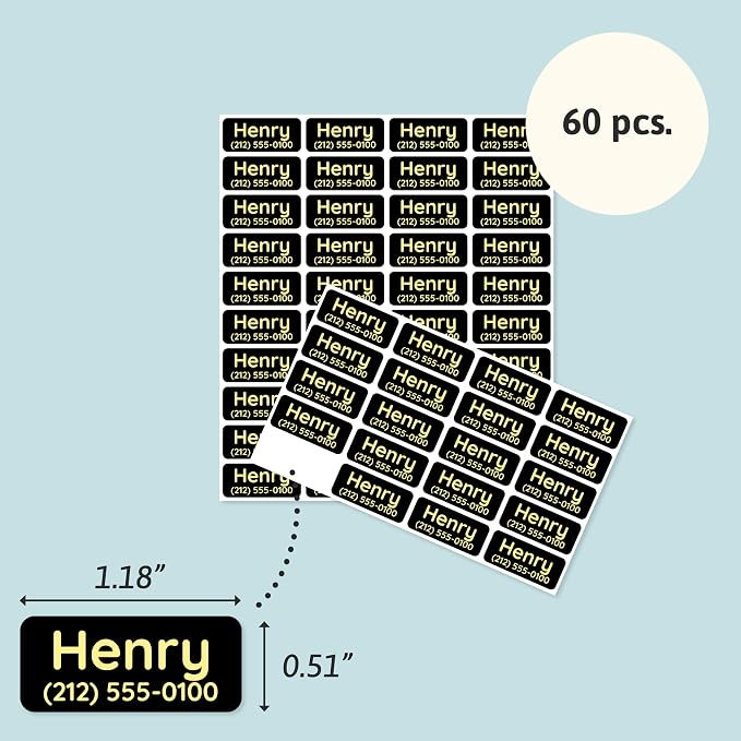 TeddyLabels - Clothing Labels for Nursing Home (60) – Self-Adhesive Name Tags for Clothes and Personal Items. Personalized Labels for Daycare, Nursing Homes, and Laundry Use - Black