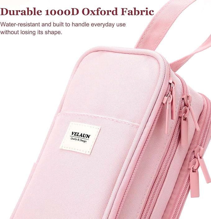 Pencil Case Pouch, Large Capacity Pencil Box Bag, Aesthetic Pen Organizer for School Supplies, Cute Preppy Stuff for Girls Boys Kids, Back to College Stationery, Pink