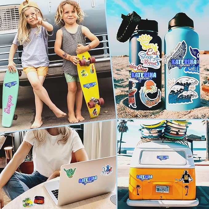 Personalized Colorful Heart First and Last Name Sticker Custom Text Aesthetic Heart Decal Waterproof Die Cut Vinyl & Transparent DTF Decal For Water Bottle Laptop Car Helmet Gifts for Female Male Kids