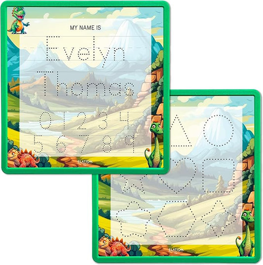 Kid's Name Tracing Board | Dry Erase Letter Tracing | Reusable Writing Practice Board | Personalized | Dinosaur Friends Theme