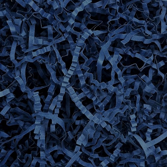 Tisspoms 1LB Light Navy Blue Crinkle Cut Paper Shred Filler, Paper Shreds for Basket Fillers, Birthday, Gift Wrapping, Anniversary, Wedding, Halloween, Thanksgiving, Christmas Gift Decor Party Filler