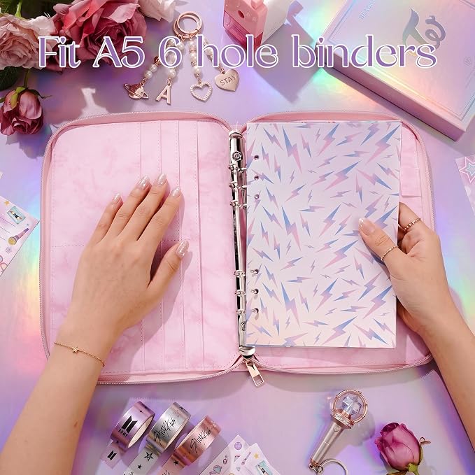100 Sheets Kpop A5 Planner Inserts - 120GSM Thick Pink Purple Music Refill Paper for A5 6-Ring Binder, 6 Hole Loose Leaf Sheets for K-Pop Fans Journal Diary Notebook Budget Creative Planning