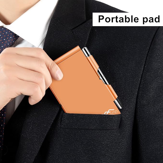 amassan Metal Small Notebook, Mini Notepad, Small Pocket Notepad Aluminum Note Case with Mini Metal Pen and 60-Page Sheets - Memo Books Note Pads(Gold)