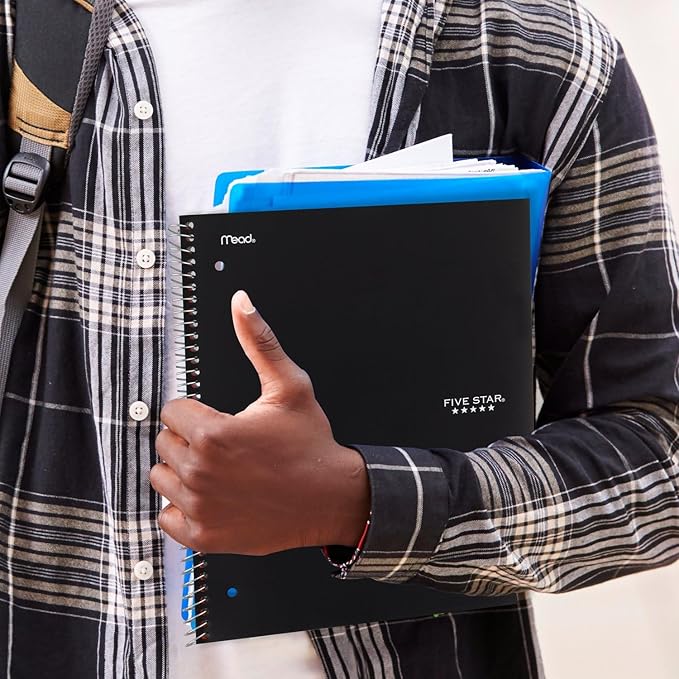 Five Star Spiral Notebook + Study App, 5 Subject, College Ruled Paper, 11" x 8-1/2", 200 Sheets, Black & Forest Green, 2 Pack (820190)