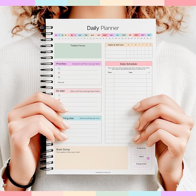ADHD Daily Planner for Neurodivergent Adults - Productivity Daily Planner & Task Management to Stay Organized and Focused (Rainbow)