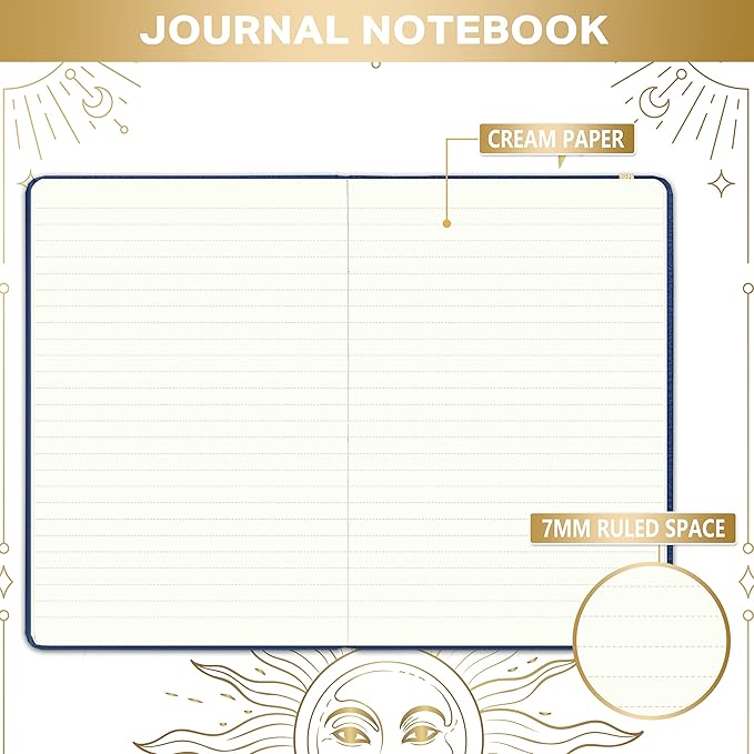 Artfan Ruled Notebook/Journal – Premium Thick Paper Faux Leather Classic Writing Notebook with Pocket + Page Dividers Gifts, Banded, Large, 144 Pages, Hard Cover, Lined (5.8''x 8.4'') - Blue