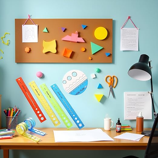 1PC 12 Inch Color Flexible Rulers Kids Soft Bendable Plastic Transparent Rulers Shatterproof Clear Ruler School House and Office, Drafting Tools and Drafting Kits(Random Color)