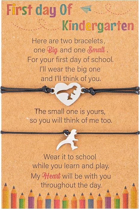 Back to School Supplies, First Day of Kindergarten Bracelet, Back to School Bracelet Mommy and Me, Prek Matching Wish Bracelets Set, Adjustable Bracelet for Boys Girls Gifts Stuff Bulk