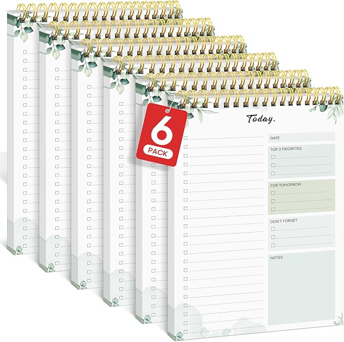 Taja 6 Pack of To Do List Notepad - To Do List Notebook for Work with 52 Sheets, 9.8" x 6.5", Undated Daily Planner Perfect for Daily Tasks and Goal Setting, Notepad Suitable for Office, Home & School - Nature
