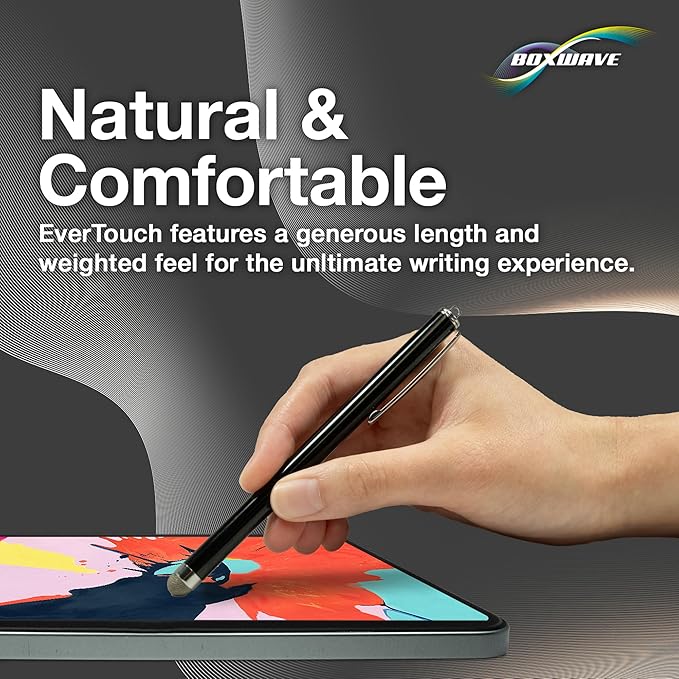 BoxWave Stylus Pen Compatible with Boogie Board Blackboard Smart Scan Reusable Notebook - EverTouch Capacitive Stylus, Fiber Tip Capacitive Stylus Pen - Jet Black