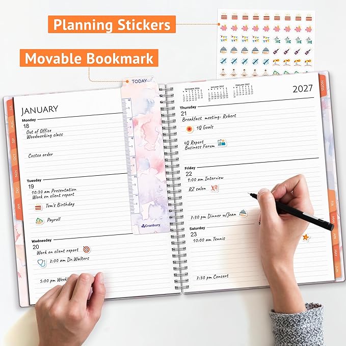 CRANBURY Planner 2026-2027 8.5x11, Academic Year Monthly and Weekly Calendar Planner, Jul 2026 - Jun 2027, Teacher Student Planning Agenda book with Tabs, Perfect for School Office Supplies